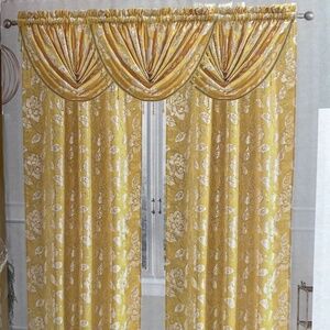 NEW Embroidered Macrame Jacquard Panel Golden yellow w beaded panel